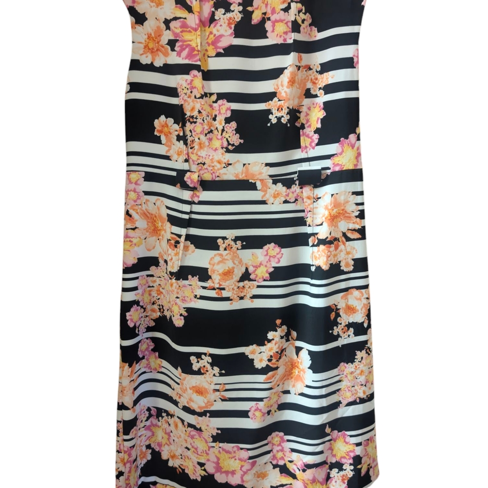 Emma & Michele Black Floral Striped Dress